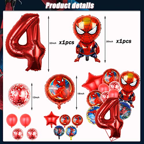 Bajiu 11Pcs Spidey Birthday Party Balloons For Superhero Birthday Party Decoration Cartoon Foil Balloons Bouquet For Children Red #TOP1