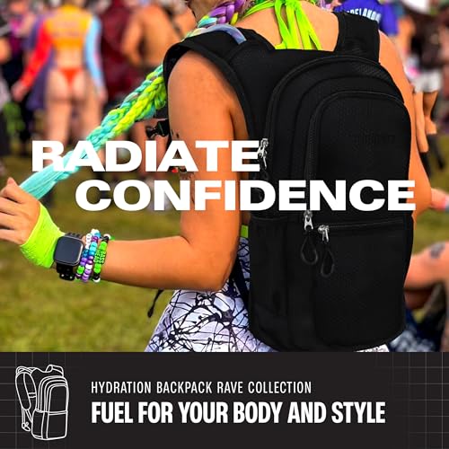 Image of Sojourner Hydration Pack, Hydration Backpack - Water Backpack with 2l Hydration Bladder, Festival Essential - Rave Hydration Pack Hydropack Hydro for Hiking, Running, Biking, Festival Gear