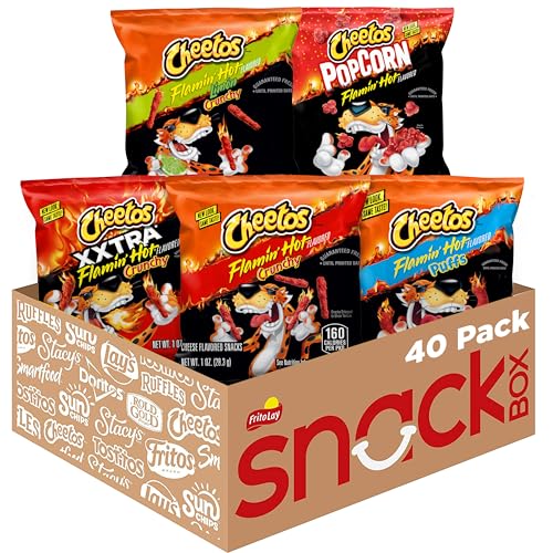 Cheetos Cheese Flavored Snacks, Flamin’ Hot Mix Variety Pack, (Pack of 40)