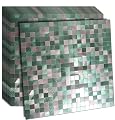 weimeisc 10 Sheets Peel and Stick Backsplash Tile for Kitchen, Self-Adhesive Mosaic Tile, Decorating for Bathroom Vanities?Fireplace Décor, Laundry Table (Frosted Green&Silver)
