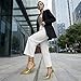 GPXGPX Women's Pointed Toe Pumps Gold Heels for Women Ankle Strap Stiletto High Heels Metal Buckle Sandals Pumps Fashion Dressy Prom Shoes size 10