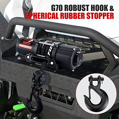 Fieryred 3/16Inch 50Ft 8500Lbs Synthetic Winch Rope Cable Kit With Forged Hook Rubber Stopper And Fairlead,Winch Line Replacement For 2000-3500Lbs Winch, Atv, Utv, Offroad #TOP4