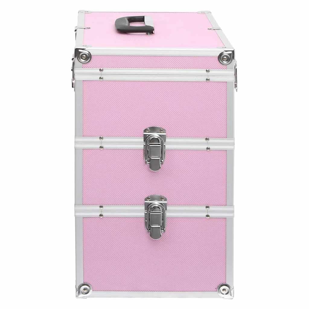 Maletín de maquillaje de aluminio, 37 x 24 x 40 cm, Rosa., 1
