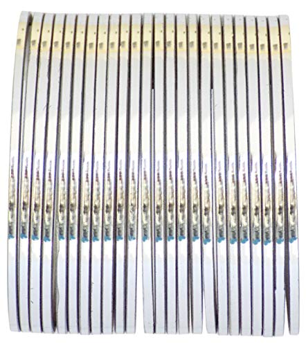 JD'Z COLLECTION Indian Bangles Set for Women - Bollywood Style Ethnic Bangles Pack of 24 Pieces (Silver, 2.6, Inches)