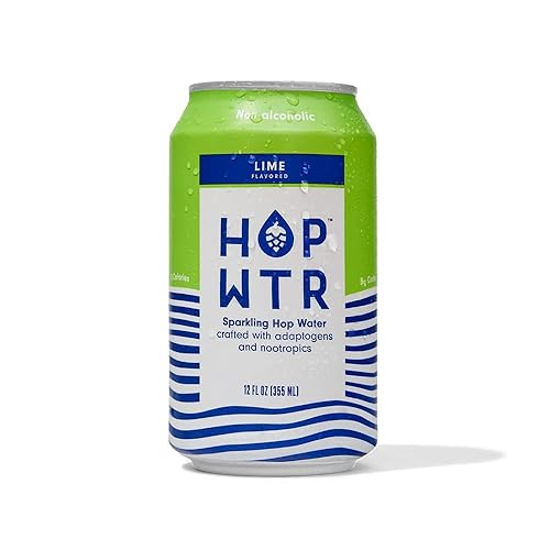 HOP WTR - Agua de lúpulo con gas - Lima - (12 unidades) - Cerveza NA, sin calorías ni azúcar, baja en carbohidratos, con adaptógenos y nootrópicos
