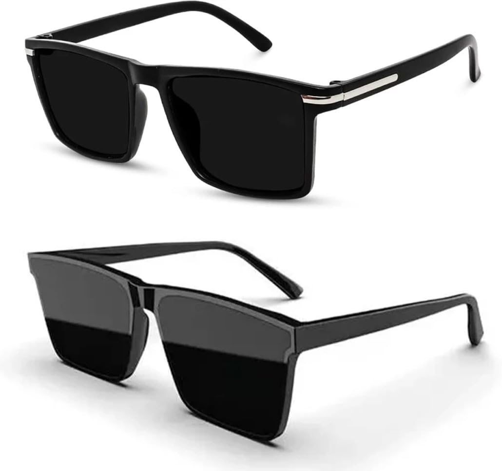 elligator UV Protected Wayfarer Sunglasses for Men and Women | Stylish Full-Rim Cover Eyewear for Cycling Driving, Sports | Lightweight Flexible Optical Frame for All-Day Comfort & Selfies (Black)-picture-56
