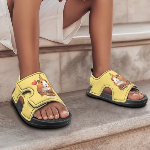 Open Toe Cartoon Hamster Pig Kids' Sandals for Girls Thick Sole Leather Slipper for Casual Wear4