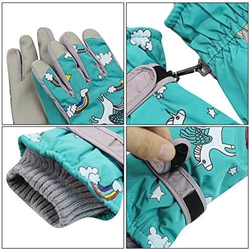 Image of RARITYUS Kids Cute Unicorn Gloves Waterproof Winter Ski Fleece Lined Snow Glove Thermal Warm Mittens for 3-9 Boys Girls