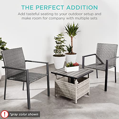 Best Choice Products Set Of 2 Stackable Outdoor Wicker Dining Chairs All-Weather Firepit Armchair W/Armrests, Steel Frame For Patio, Deck, Garden, Yard - Brown #TOP4