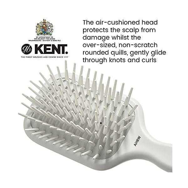 Kent AH8W Airhedz Cushion Paddle Brush - Scalp Massager and Detangler Brush - The Hair Brush for Thick Hair - Scalp Massager Hair Growth Stimulator - Hair Detangler and Curly Hair Brush