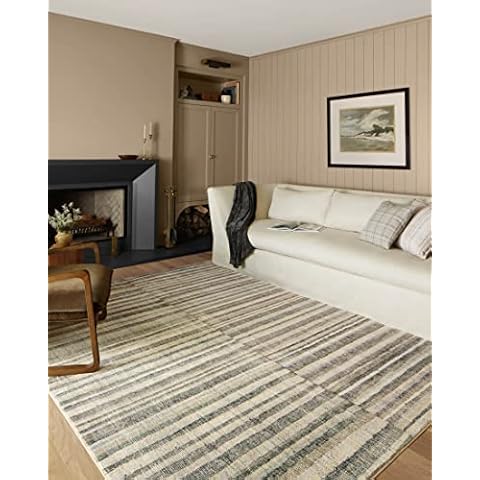 Chris Loves Julia x Loloi Humphrey Collection HUM-01 Natural / Moss, Contemporary 2'-3" x 7'-6" Runner Rug feat. CloudPile™ Cover