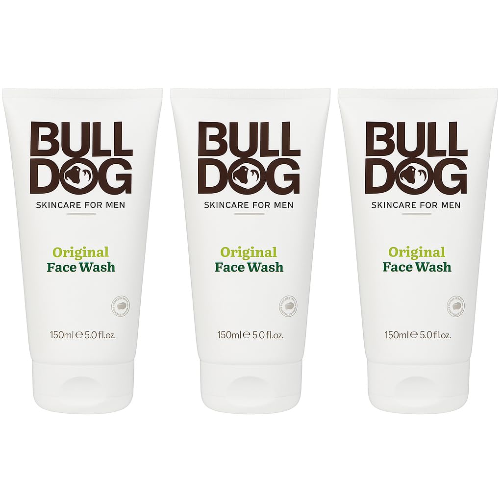 Bulldog Skincare Original Face Wash for Men 150, Men's Grooming, Men's Face Wash Cleanses and Helps Remove Excess Oils, 3 Pack