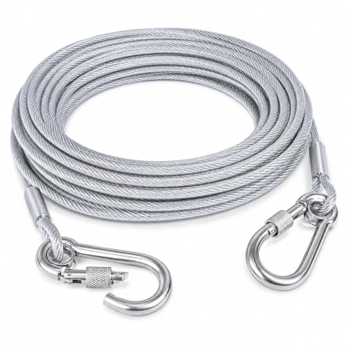Image of Arano 10-Meter Heavy Duty Steel Cable Clothesline with Locking Carabiner