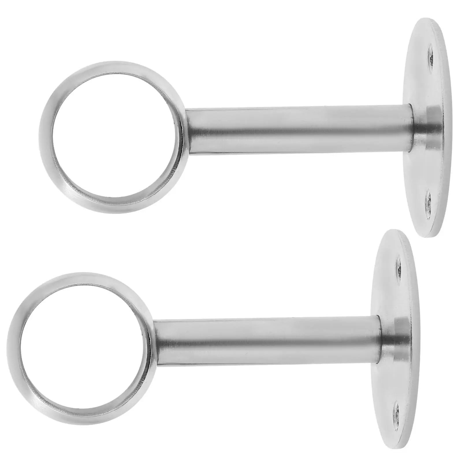 RUWLFE 2 Pcs Stainless Steel Hanging Rod Bracket Brackets Shower Curtain Support Closet Holder Wall-mounted Holders Hangers for Poles, Wall Rod