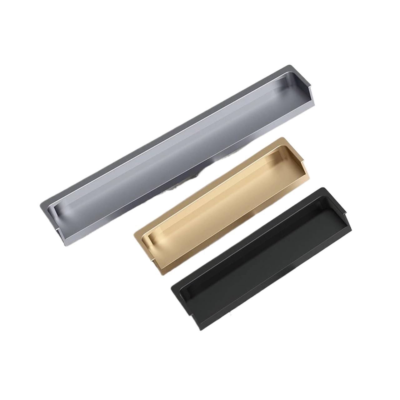Cidegoo Cream Slotted Recessed Flush Pull Handle 4.72-15.75In Aluminum Finger Pull For Cabinet Door