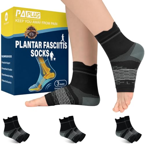 Image of 3 Pairs Plantar Fasciitis Socks Ankle Compression Sleeve with Arch Support