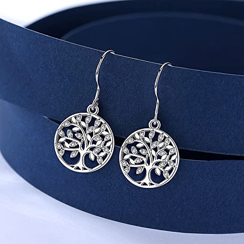 AEONSLOVE Tree of Life Earrings for Women, 925 Sterling Silver Family Tree Dangle Earrings Gifts for Women Mother Daughter Wife2