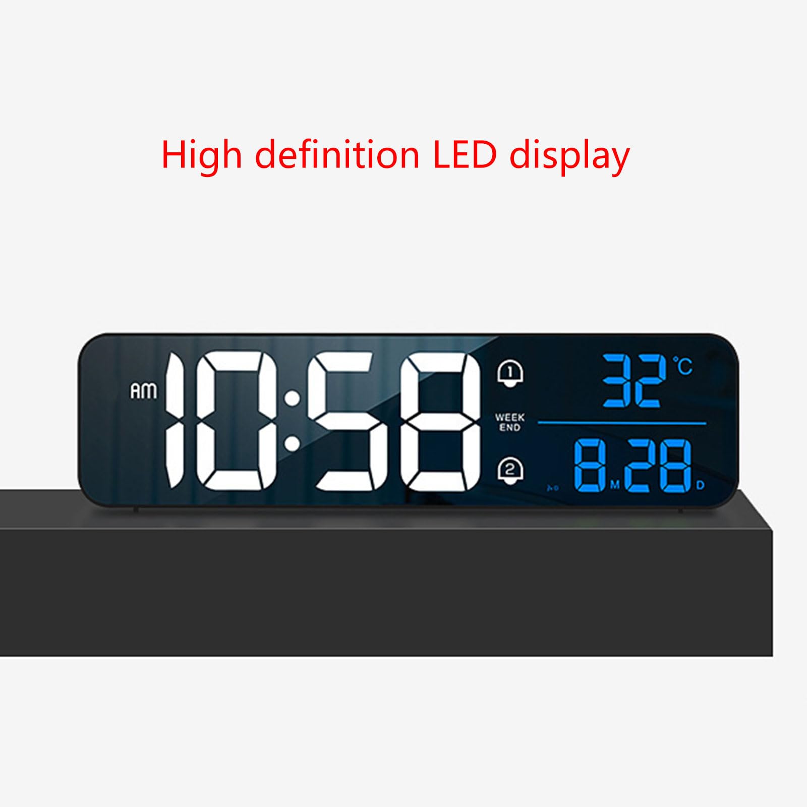 Reloj Despertador Digital LED Reloj de Escritorio, White