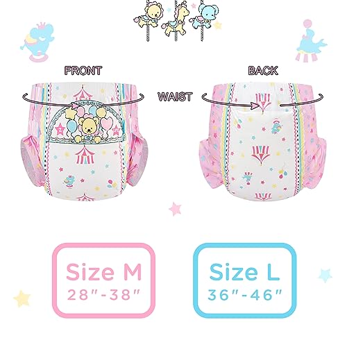 Image of Littleforbig Adult Printed Diaper 10 Pieces - Little Circus (Large 36 inch-46 inch)