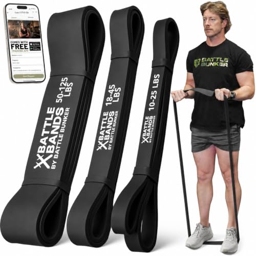 Image of Battle Bands Resistance Bands - Pull Up Assistance Bands & Stretch Bands for Exercise - Heavy Duty Workout Resistance Bands Set for Strength Training, Powerlifting, Home Gym & Stretching - Men & Women