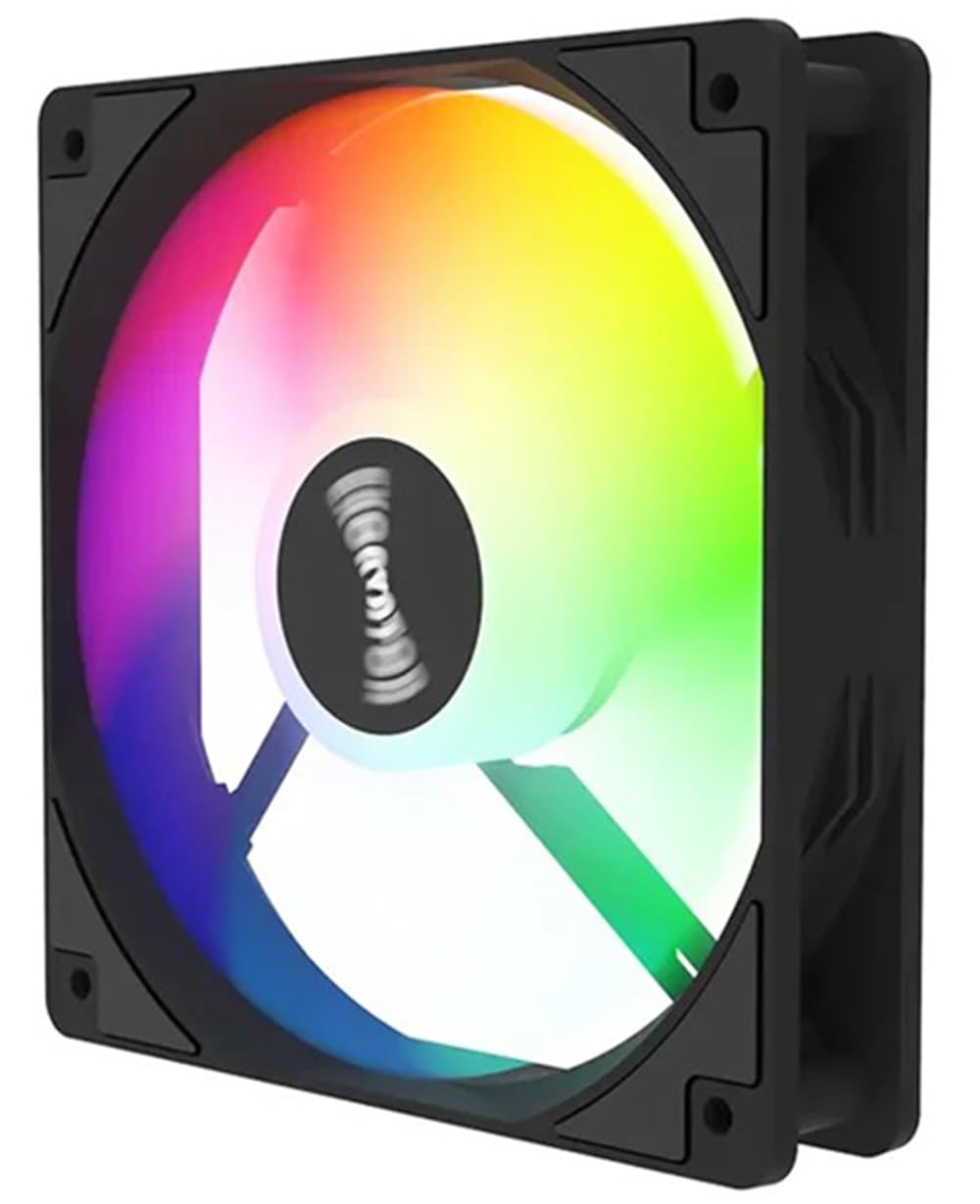 Hisxus 2 Pack 120x120x25mm 12V PC Cooler RGB Fans Silent Version High Airflow PC Fans, Hydraulic Bearing - Low Noise RGB Fans with 4 pin PSU Plug Computer Fans Air Cooling