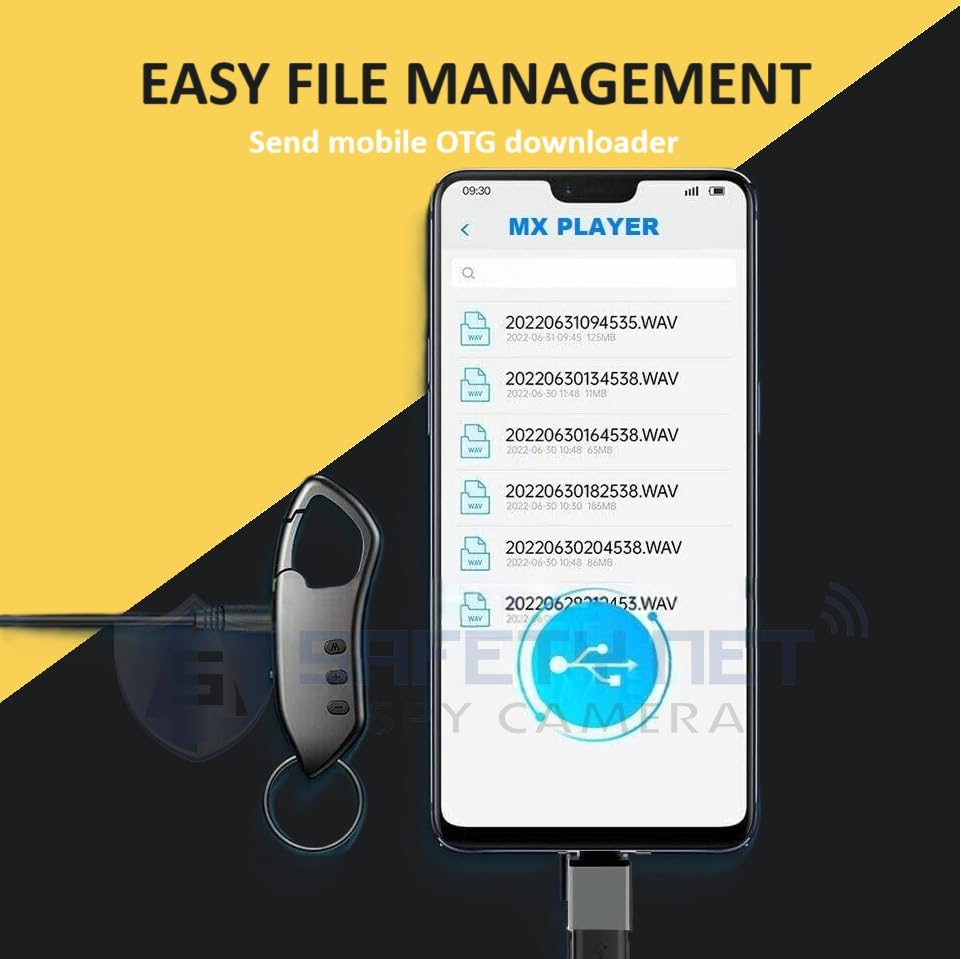 Image of SAFETYNET Small Keychain Audio Voice Recorder MP3 Playback Dictaphone Keychain Recorder Indoor Outdoor Small Sized and Portable (16GB Inbuilt)