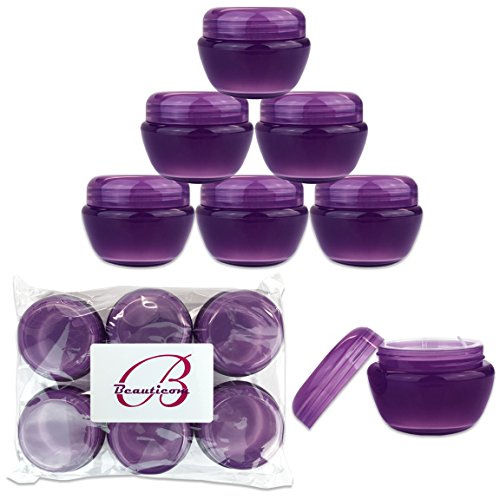 Beauticom 36 Pieces 30G/30ML (1 Oz) Purple Frosted Container Jars with Inner Liners for Scrubs, Oils, Salves, Creams, Lotions, Medication, Cosmetics - BPA Free