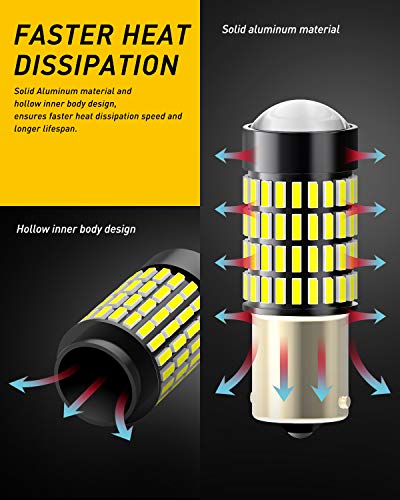 Image of AUXITO 1156 LED Bulb for Reverse Lights, Super Bright White 1141 1073 7506 LED Bulbs with Projector for Reverse Lights Tail Brake Signal Back Up Parking Marker DRL License Plate Lights, 6000K White