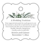 Personalized Jordan Almond Poem Wedding Bridal Shower Favor Tag 2.25 inch Tradition Five Wishes Poem (Set of 10)