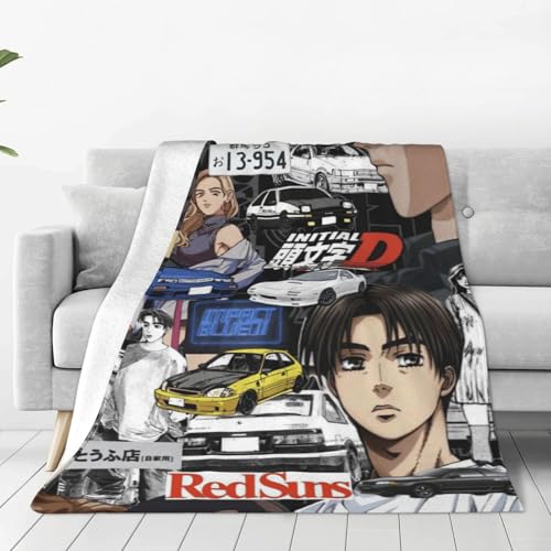 頭文字D 毛布 ブランケット 大判 フリーサイズ 暖かい 軽量 ふわふわ 一人用 ソファ ベッド オフィス 膝掛け 洗える 秋冬60"x50"