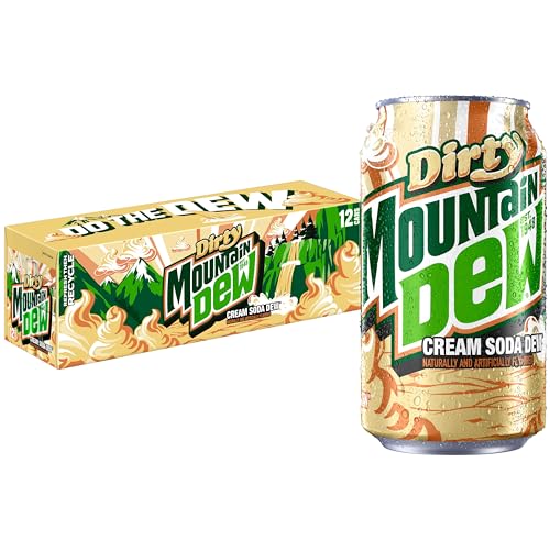 Image of Mountain Dew Soda Pop, Dirty Mountain Dew, Cream Soda Dew, 12 fl oz Cans, (12 Pack)