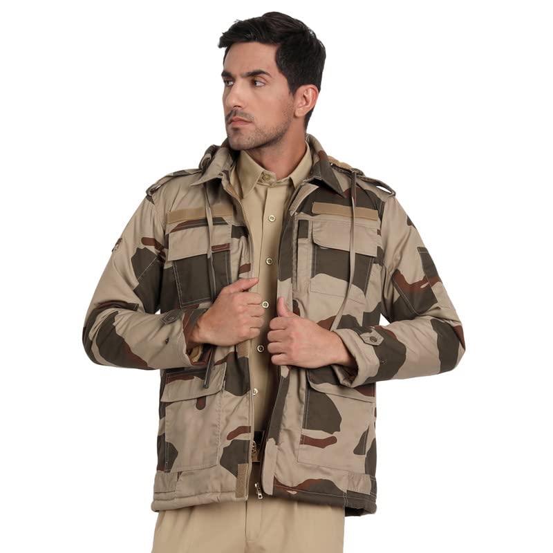 uniformer Camouflage Full Sleeves CISF Jacket with Hood for Men | Tactical Military Jacket | Army Jacket | Durable, Stylish & Comfortable | Outdoor & Duty Wear | Law Enforcement