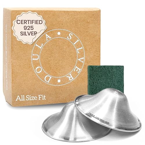 Image of DoulaSilver The Original Silver Nursing Cups - Nipple Shields for Breastfeeding - Zero Irritation, Invisible and Lightweight - 925 Silver Nipple Covers for Newborn Essentials