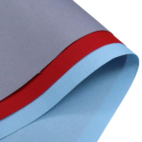 Image of KCS 3 pc of 15 inch x 18 inch(38cmx45cm) 16 Count Cross Stitch Cotton Aida Cloth Needlework Rolled Fabric Box,16CT,Light Blue+Red+Light Steel Grey