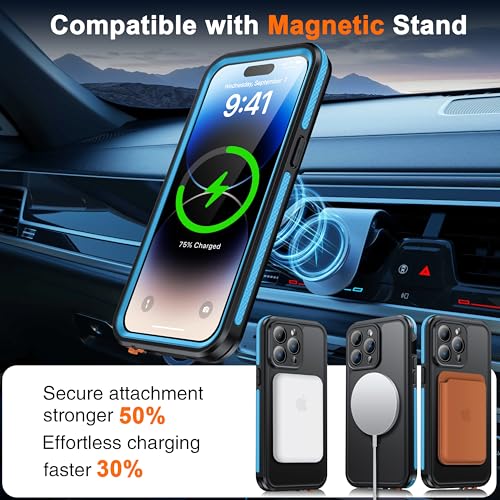 Oterkin for iPhone 14 Pro Case Waterproof,Magnetic Stand Phone Case with [Built-in Screen Protector & Camera Protector][IP68 Waterproof][Full Body Protection][Shockproof] Rugged Case for iPhone 14 Pro by Oterkin - Used condition - Image 4
