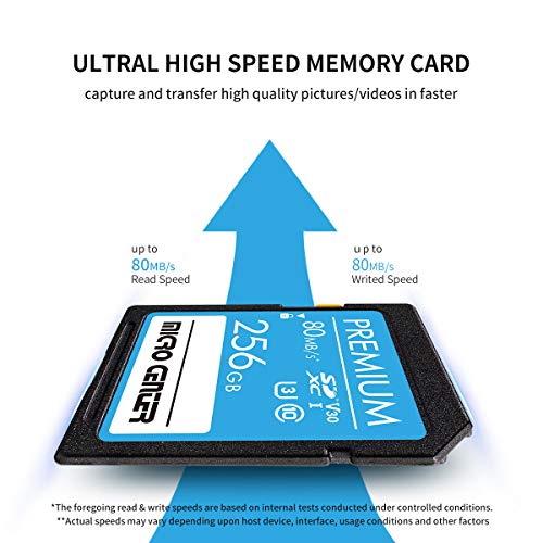 Image of Micro Center Premium 256GB SDXC Card Class 10 SD Flash Memory Card UHS-I C10 U3 V30 4K UHD Video R /W Speed up to 80 MB /s for Cameras Computers Trail Cams (256GB)