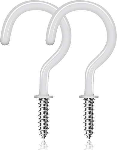 Miniatura 8 de Paquete de 30 ganchos de techo, ganchos de rosca recubiertos de vinilo de 2 pulgadas, ganchos colgantes para plantas y cestas de flores, ganchos de