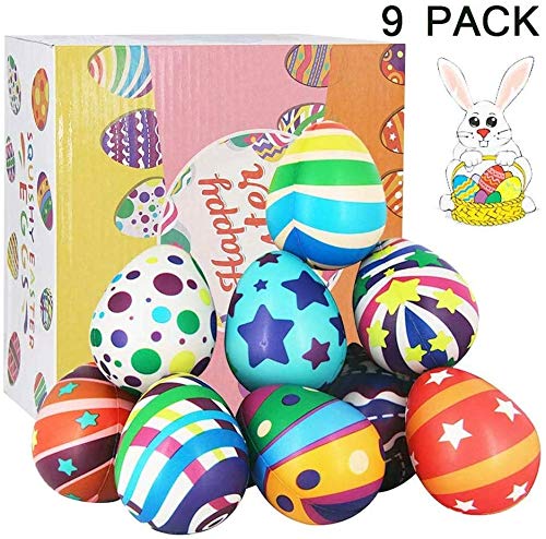 SEETOYS 9 Pack Jumbo Squishies Eggs Novelty Slow Rising Easter Pack Gift Squeeze