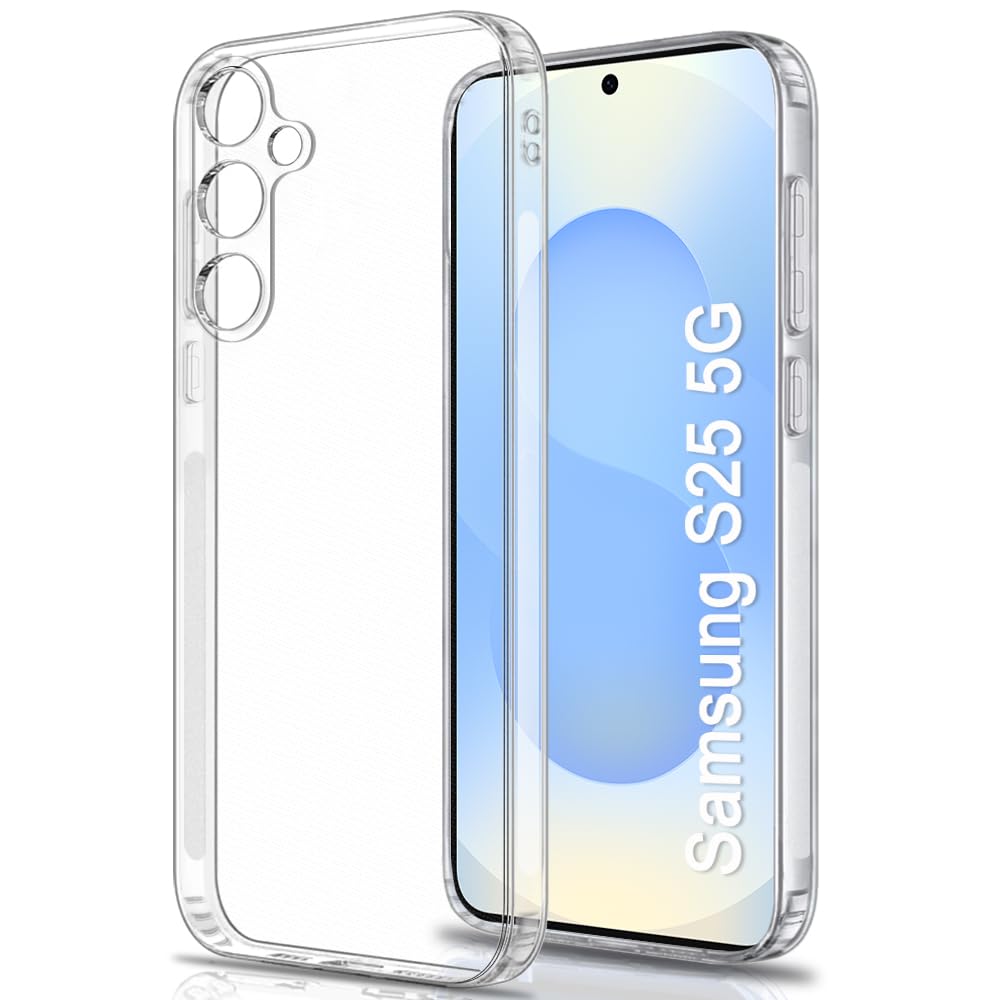 TheGiftKart Back Cover Soft Case for Samsung Galaxy S25 5G | Best Camera Protection | Inbuilt Dust Plugs & Anti-Slip Grip | Ultra Clear Slim Back Cover Case for Samsung S25 5G (Silicone, Transparent)