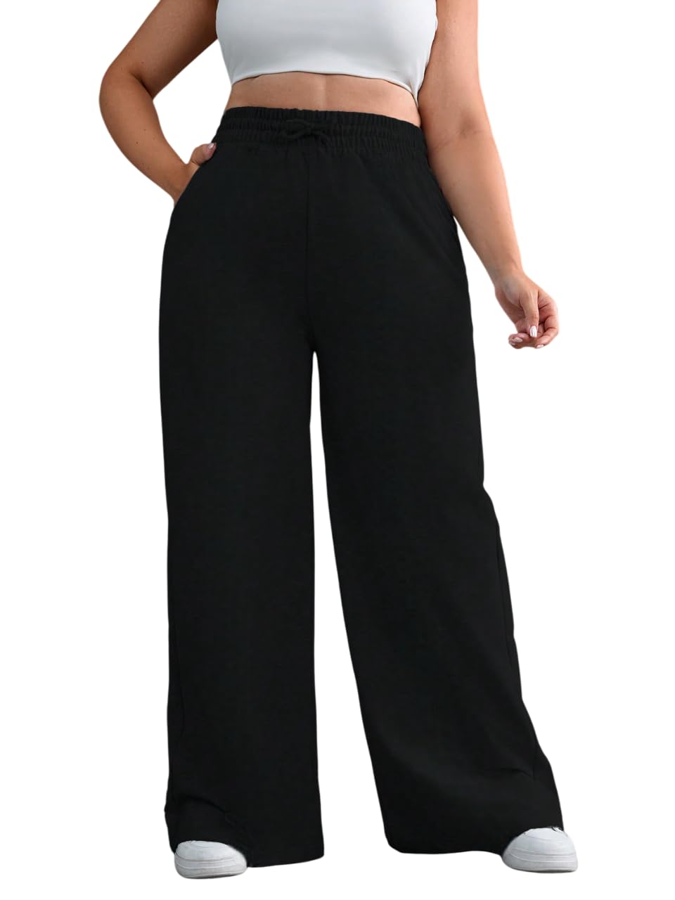 dockstreet Straight Wide fit Long Length Open Bottom Jogger for Women/Trending Multi Pocket Style, Relaxed Casual Pants for Women-picture-27
