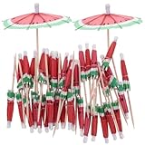 BAZEITFLOW 50個 ペーパー製 ピック フルーツ用傘型飾り ケーキトッパー ドリンクデコレーション ハワイアンパーティー向け 素材使用