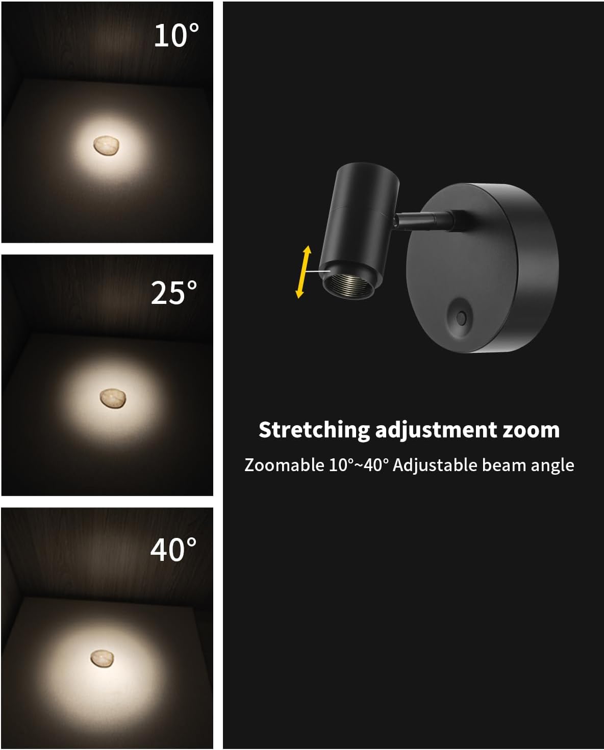 LED Wall Light，3W Rechargeable Wall Sconces with USB-C Port, 3 Brightness Removable Battery Operated Wall Lamp, Perfect Wall Decor & Reading Study Bedside Hallway 2700K