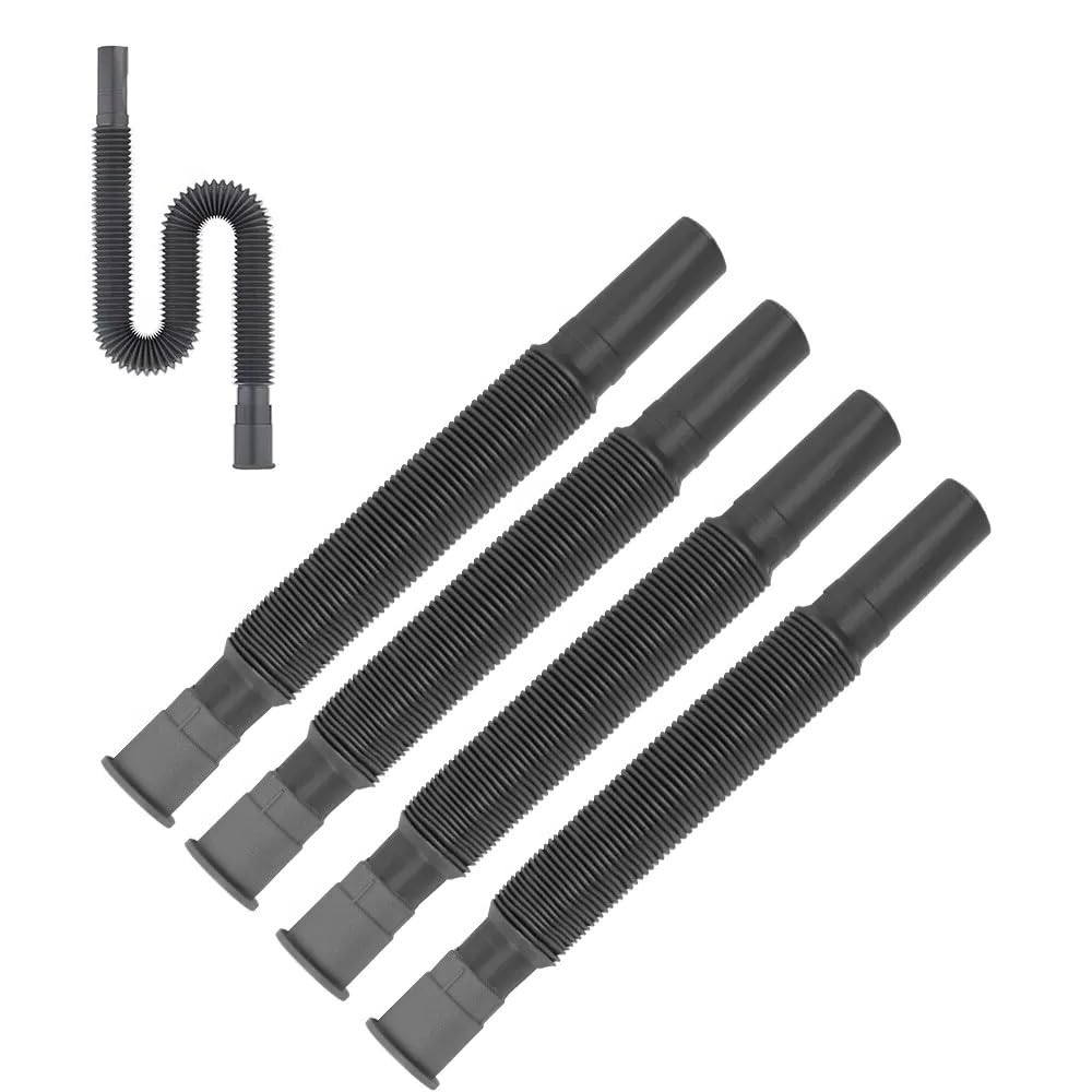 Sterlingedge Black 5 Pcs Collapsible, Flexible & Extendable Waste Water Pipe System For Kitchen, Caravan Motorhome, Sink & Bathroom Connectors - Drainage, Wash Basin, Bath, Sink, Plumbing Accessories
