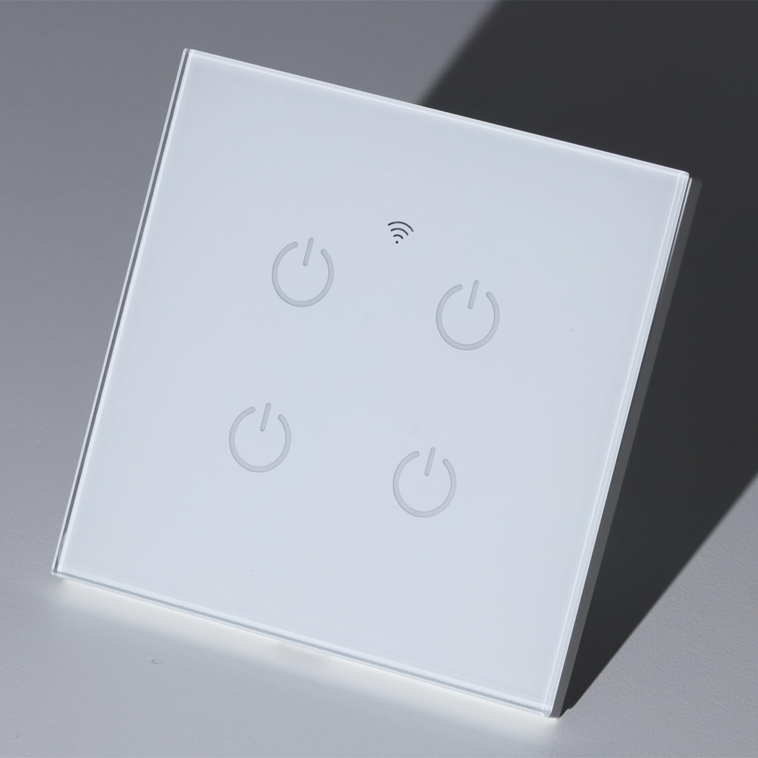 JntmelakoWiFi Smart Wall Light Switch,Touch Light Switchs,No Neutral Wire Required,No Hub Required,Compatible with Alexa and Google Home,APP Remote Control,Voice Control (White, 4 Gang)