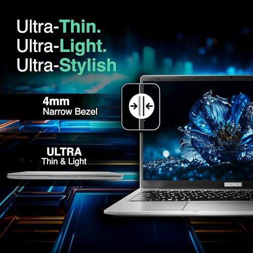 Ultimus Pentium Quad Core Laptop|Student & Office Work Laptop|Dual Storage eMMC+SSD Expandable~1TB|1.2Kg|180° Hinge|Win 11 Home|4GB RAM 128GB|HDMI SD Card Slot | ‎Dual Speaker|Matt Silver view 2