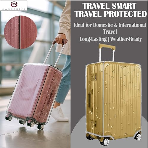 Image of Handcuffs PVC Transparent Luggage Trolley Waterproof Cover|Dust Proof Suitcase & Trolley Bag Cover - 26 Inches