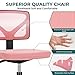 DUMOS Armless Desk Chairs with Wheels, Ergonomic Adjustable Home Office Swivel Rolling Task Chair No Arms, Comfy Mesh Mid Back Computer Work Vanity Desk Seat for Small Spaces, New Pink