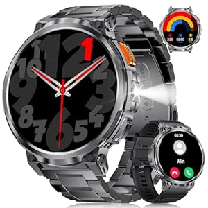 LIGE Smart Watch for Men Answer/Make Calls,1.85″HD Large Display Fitness Tracker with Flashlights,730mAh Smartwatch wtih Heart Rate Sleep Monitor IP68 Waterproof 120+Sport Modes for Android iOS,Black