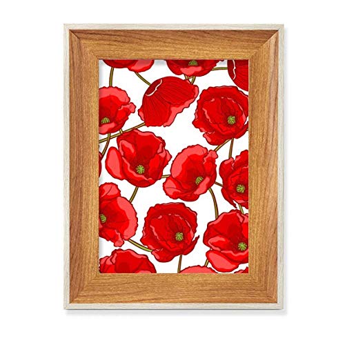 Cadre photo bois fleurs de pavot rouge idée cadeau tableau bureau