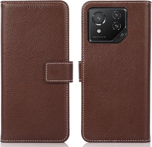 for Rog phone 9/9 Pro ケース 手帳型 for Rog phone 9 Pro カバー 財布型 高級PUレザー カード収納 大容量 3枚 横置きスタンド機能 耐衝撃 全面保護 ダークブラウン Rureu01